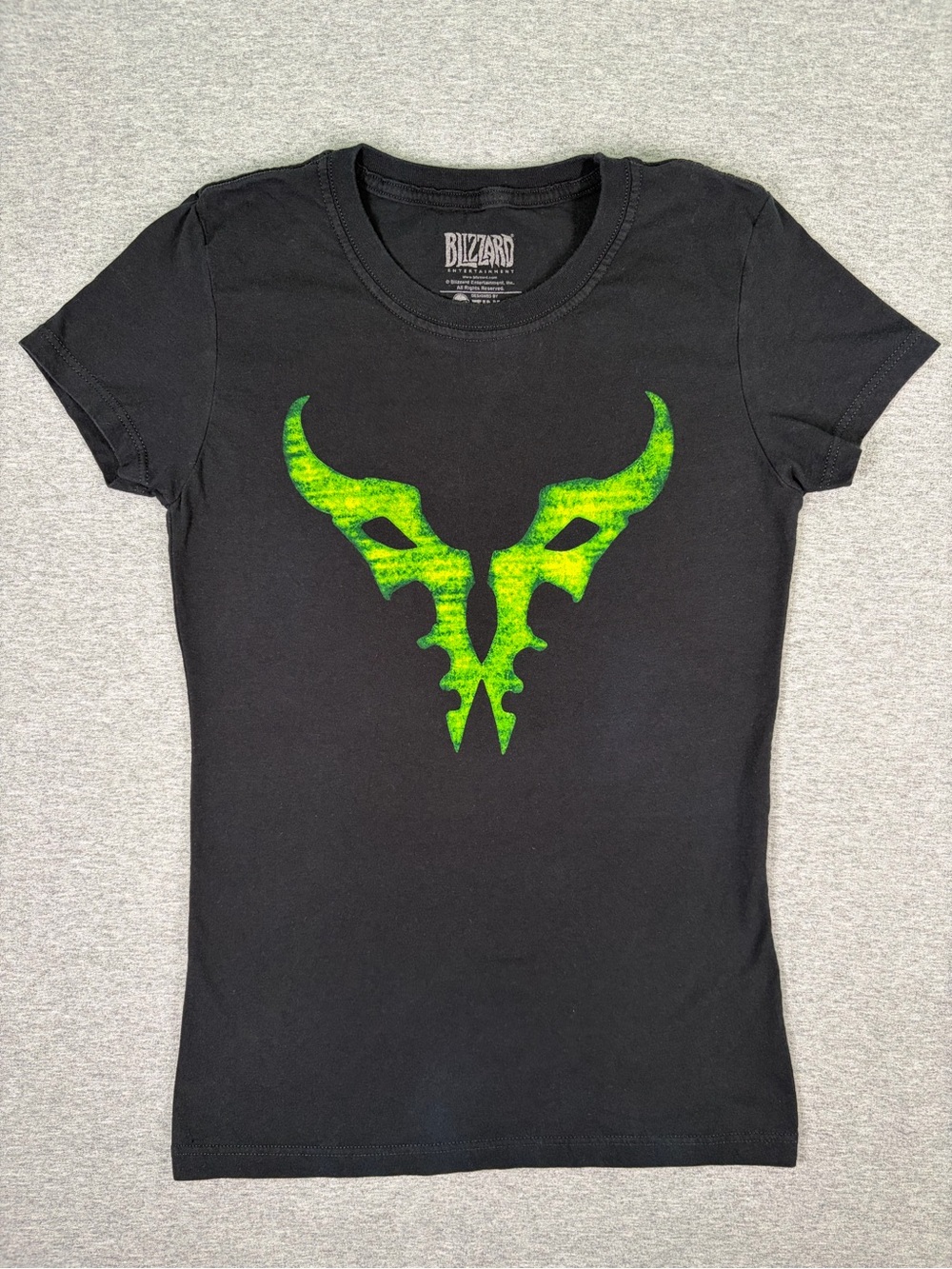 Blizzard WoW Legion Illidari Green Demon Tee Womens Medium Black